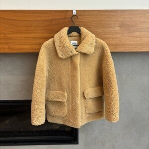 Zara Faux Fur/shearling/Fleece Jacket, Size S